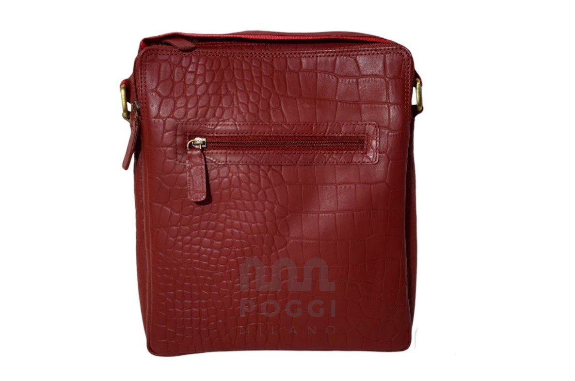 CHRISTIAN- Borsa a Tracolla Unisex in Pelle Croco
